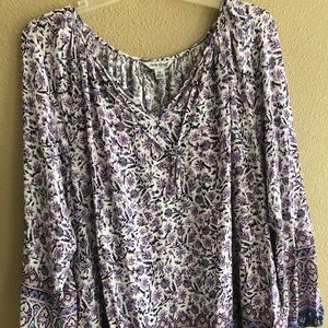 Lucky Brand Plus 1x 3/4 Cotton Top